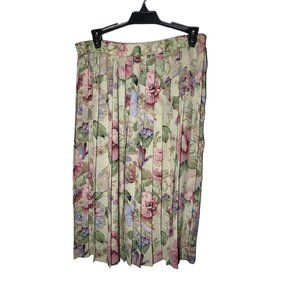 Vintage 90's Alfred Dunner Women's Floral Pleated Midi Skirt Size 14 Cottage